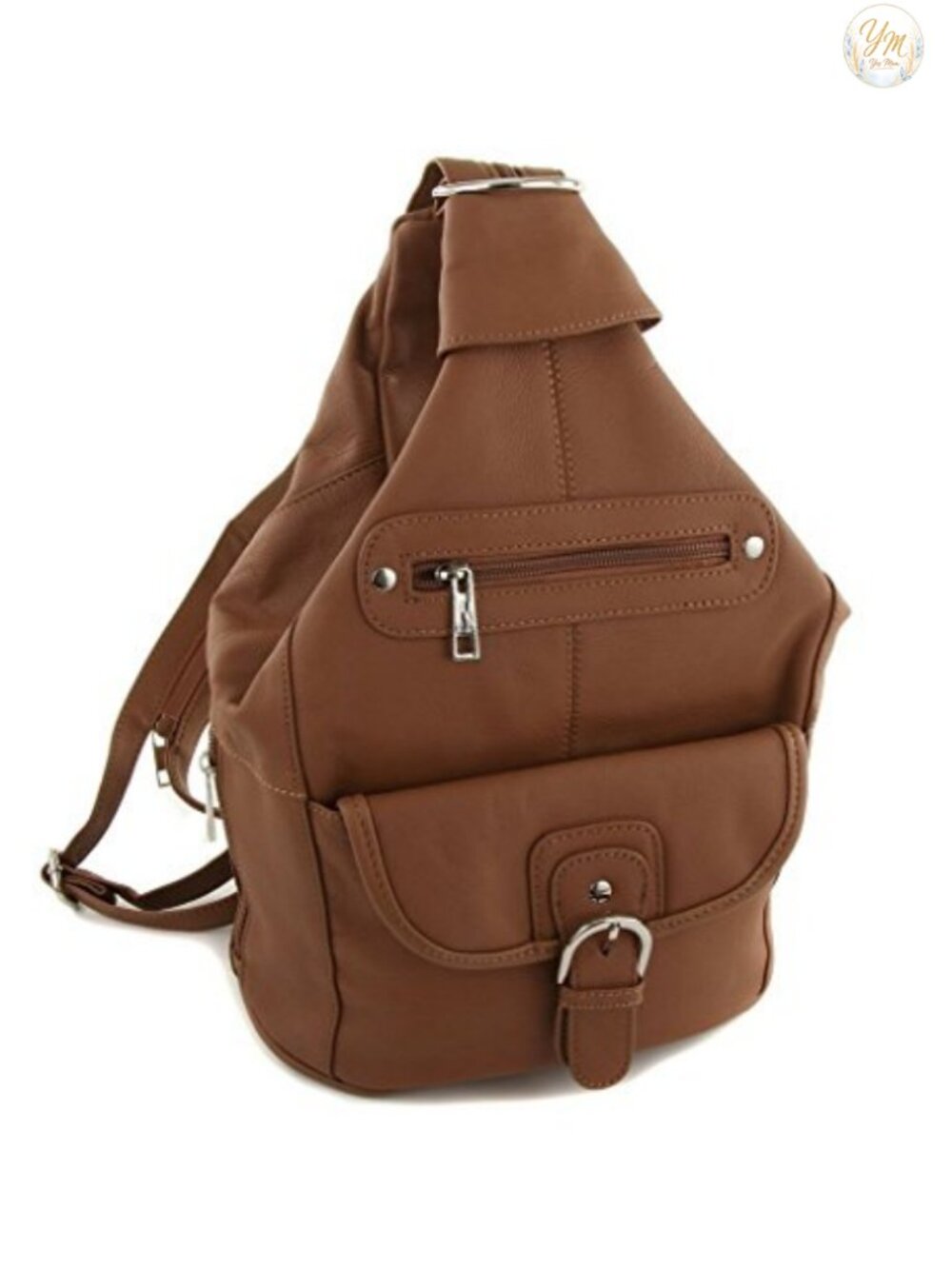 Genuine Cowhide Leather Convertible Sling Backpack Purse Shoulder Bag